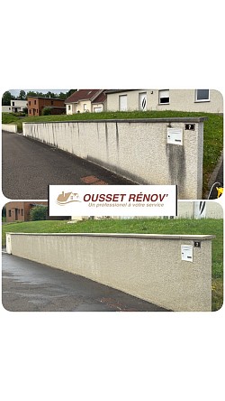 Nettoyage de muret avant après